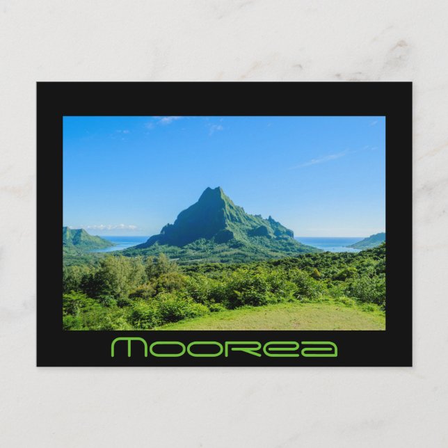 Green Moorea black text postcard (Front)