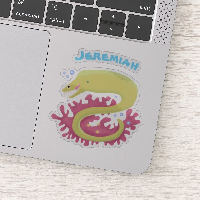 Green moray eel funny cartoon illustration (Detail)