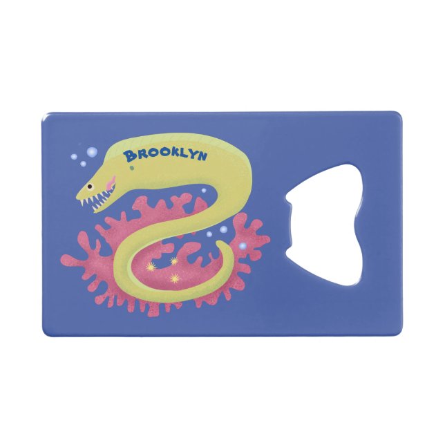 Green moray eel funny cartoon illustration (Front (Horizontal))