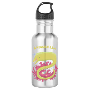 Green moray eel funny cartoon illustration 532 ml water bottle