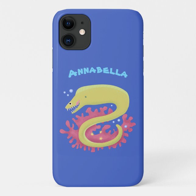 Green moray eel funny cartoon illustration Case-Mate iPhone case (Back)