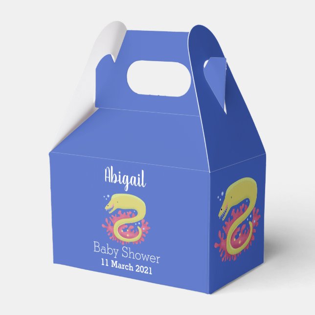 Green moray eel funny cartoon illustration favour box (Front Side)