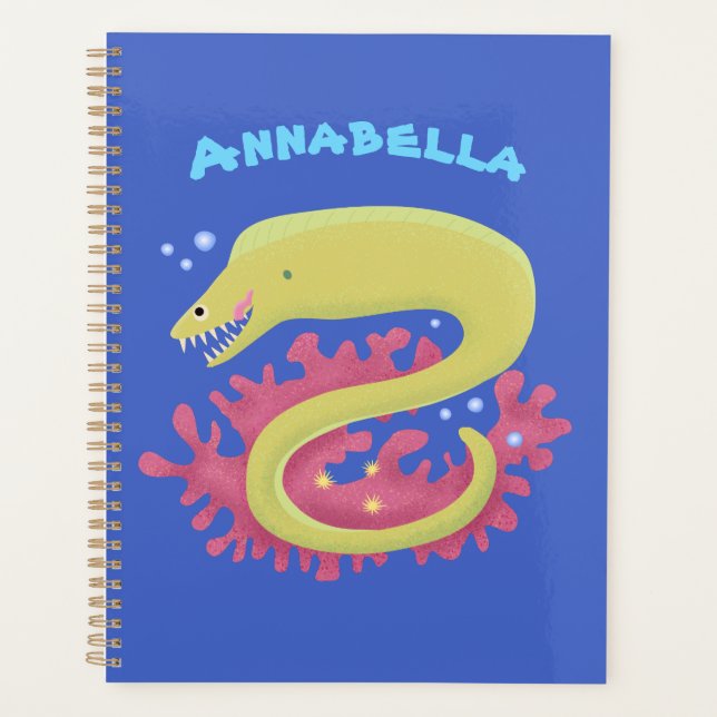 Green moray eel funny cartoon illustration planner (Front)