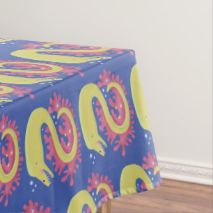 Green moray eel funny cartoon illustration tablecloth