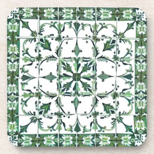 Green,Moroccan,mosaic, Coaster