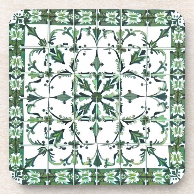 Green,Moroccan,mosaic, Coaster (Front)