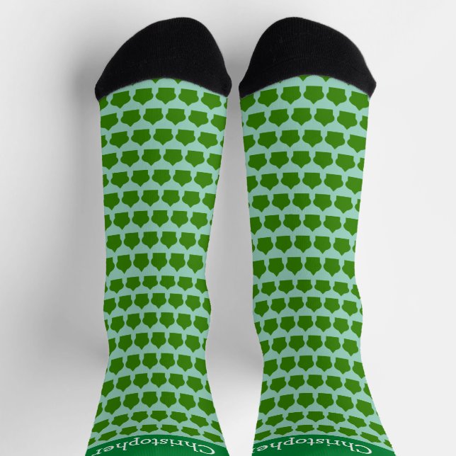 Green Moroccan Pattern Design Socks (Top)