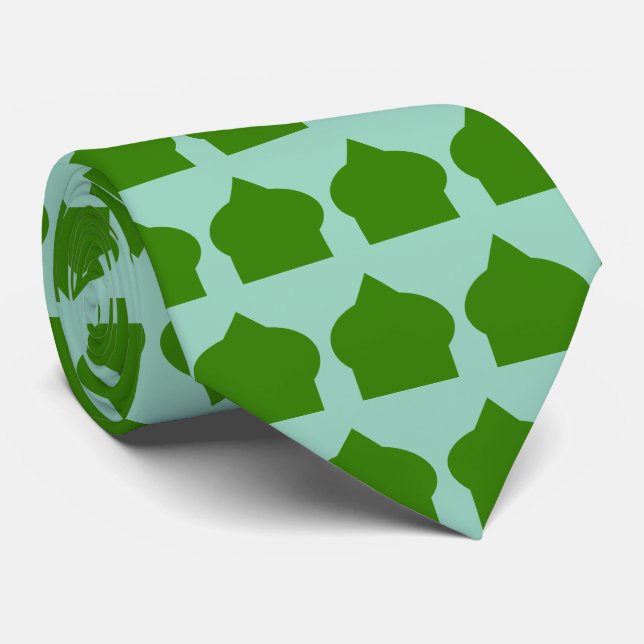 Green Moroccan Pattern Design Tie (Rolled)