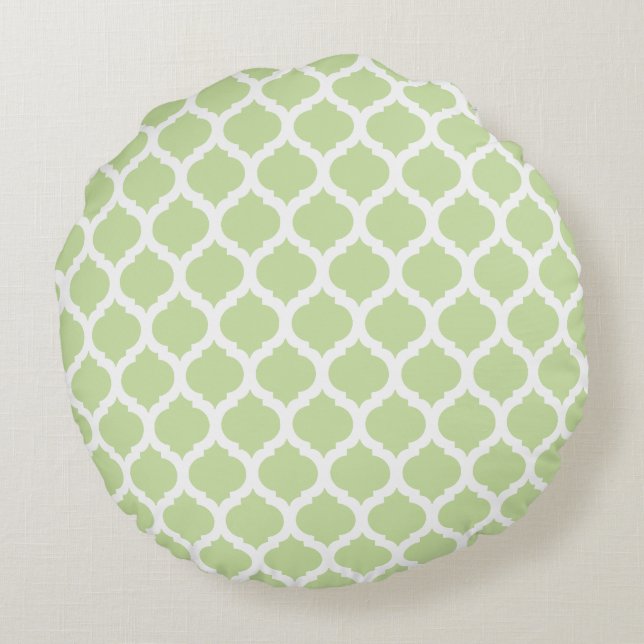Green Moroccan Pattern Round Pillows (Back)