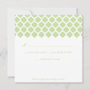 Green Moroccan Pattern Wedding Party RSVP Cards