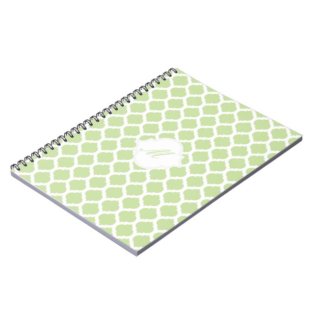 Green Moroccan Pattern with Monogram Notebook (Left Side)