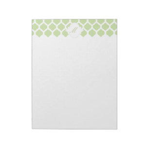 Green Moroccan Pattern with Monogram Notepad