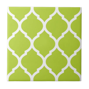 Green Moroccan Quatrefoil Patterned Ceramic Tile
