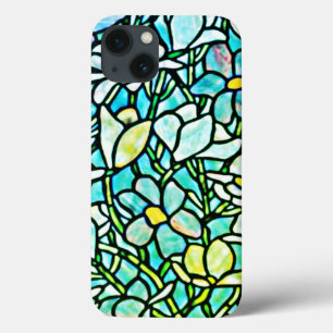 Green Mosaic Floral Tiles iPhone 13 Case
