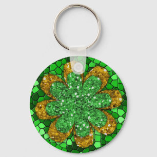 Green Mosaic Key Ring