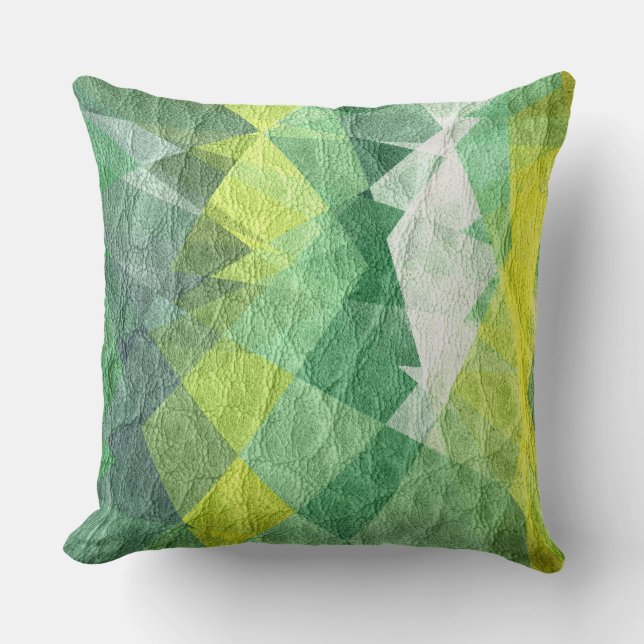 Green Mosaic Leather Cushion (Front)