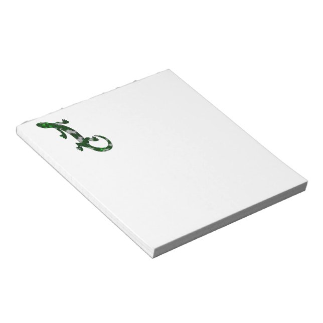 Green Mosaic Pattern Gecko Lizard Reptile Art Notepad (Angled)
