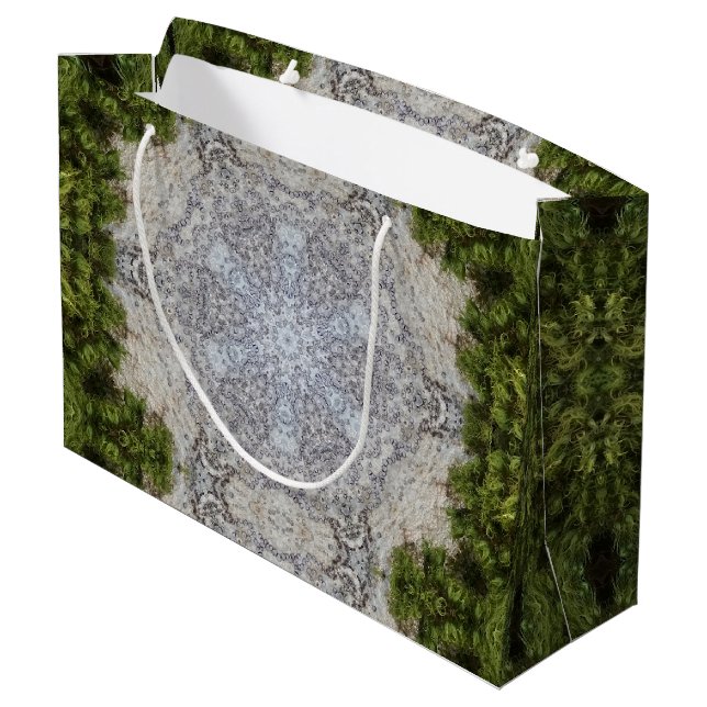 Green Moss & Earth Nature Art Large Gift Bag (Back Angled)