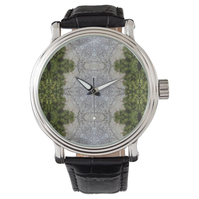 Green Moss & Earth Nature Art Watch (Front)