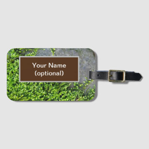Green moss Entodon seductrix on grey stone Luggage Tag