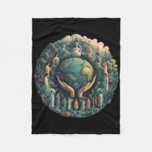 Green Mother Earth Day Gaia Save Our Planet Women  Fleece Blanket