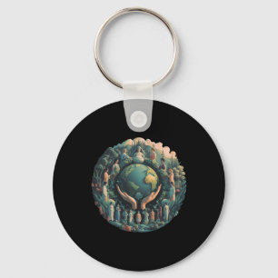 Green Mother Earth Day Gaia Save Our Planet Women Key Ring