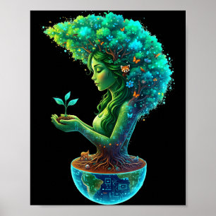 Green mother nature earth day 2026 earth mother poster