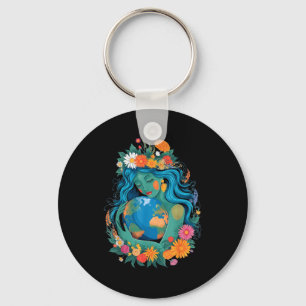 Green mother nature planet earth day 2026 women key ring