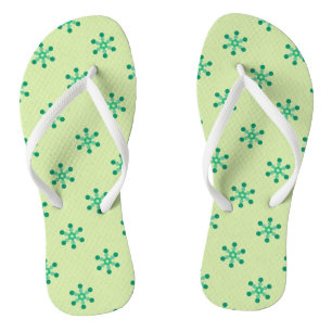 Green Motif Pattern Flip-Flops Jandals