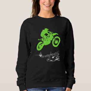 Green Motocross Dirt Bike Rider Jumping Motorcycle Sweatshirt