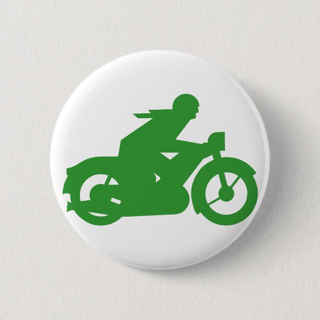 Green Motorbiker Sign 6 Cm Round Badge (Front)