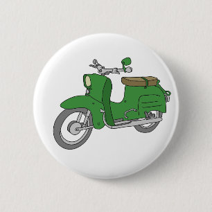 Green Motorscooter "Schwalbe" 6 Cm Round Badge