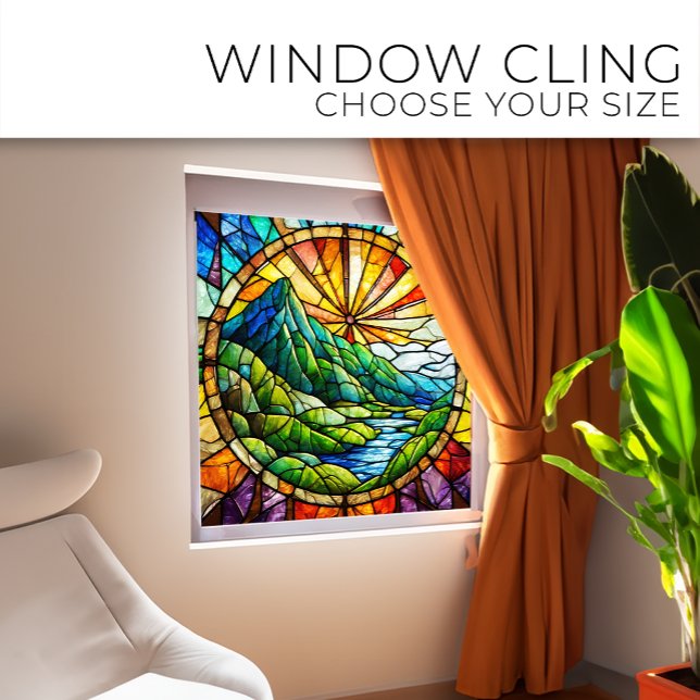 Green Mountain and river Stained glass art (Creator Uploaded)