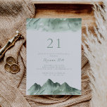 Green Mountain Country 21st Birthday Party  Invitation<br><div class="desc">This green mountain country 21st birthday party invitation is perfect for a rustic event. The design features a watercolor hand-painted green mountain,  inspiring a countryside theme.</div>