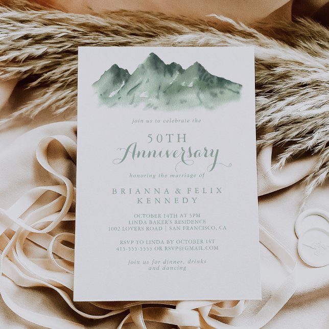 Green Mountain Country 50th Wedding Anniversary Invitation (Creator Uploaded)