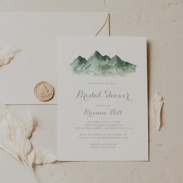 Green Mountain Country Calligraphy Bridal Shower  Invitation (Creator Uploaded)