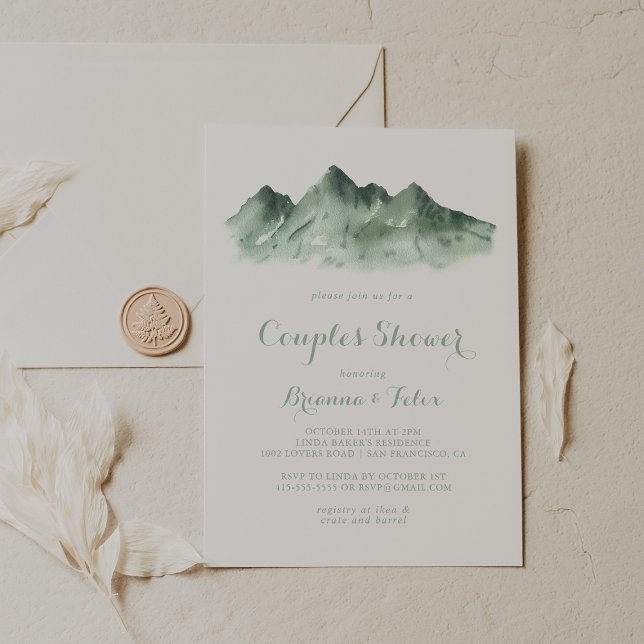 Green Mountain Country Calligraphy Couples Shower  Invitation (Creator Uploaded)