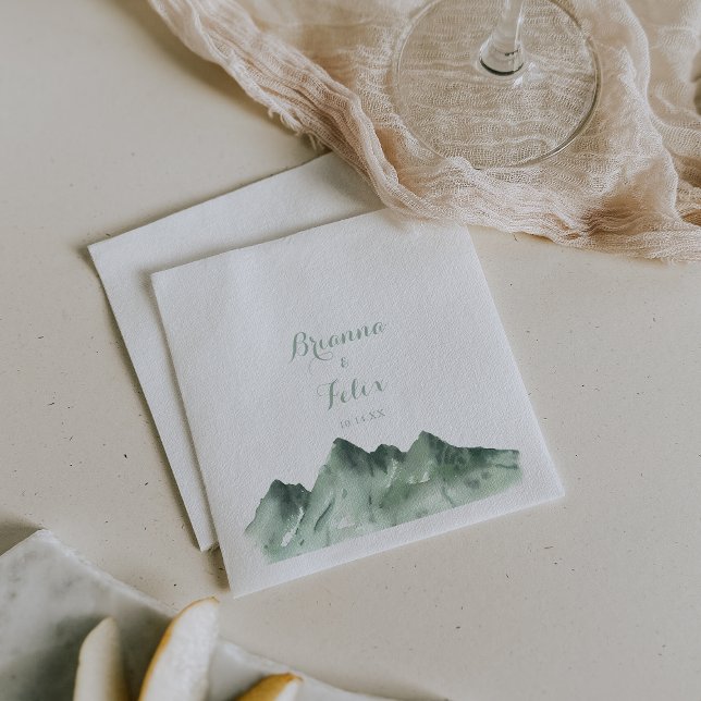Green Mountain Country Calligraphy Wedding  Napkin (Creator Uploaded)