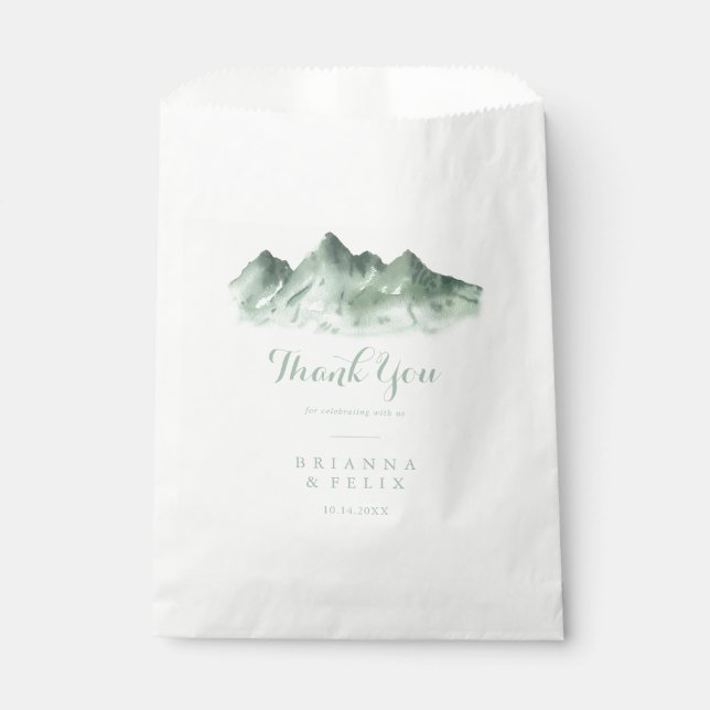 Green Mountain Country Thank You Wedding  Favour Bags (Front)