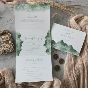 Green Mountain Country Wedding Tri-Fold Invitation