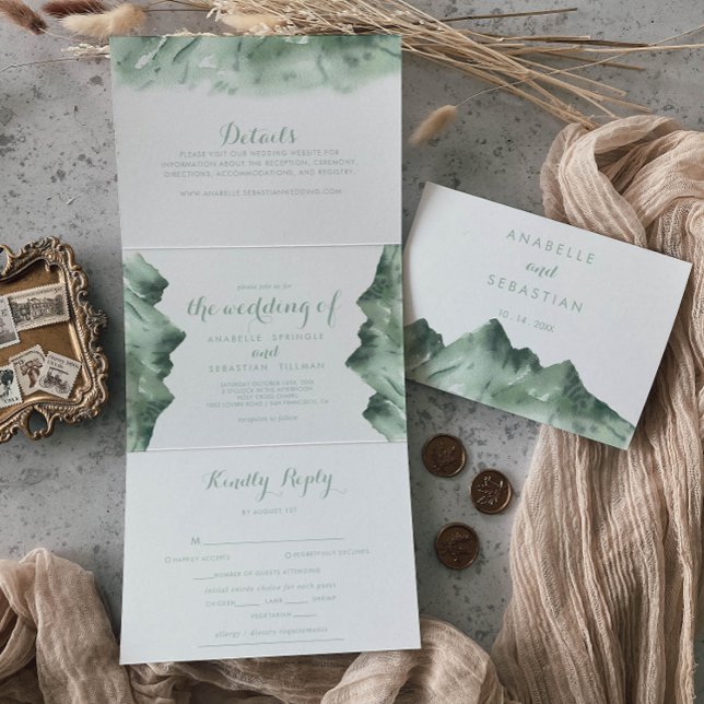 Green Mountain Country Wedding Tri-Fold Invitation (Creator Uploaded)