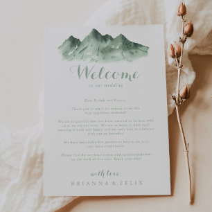 Green Mountain Country Wedding Welcome Letter