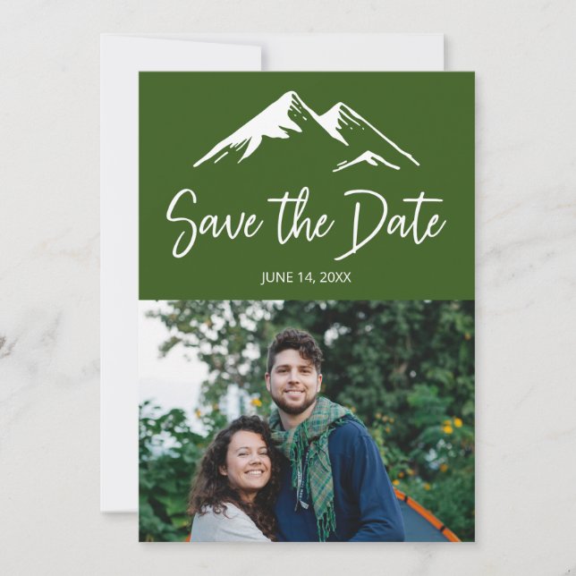 Green Mountain Destination Wedding Photo Save The Date (Front)
