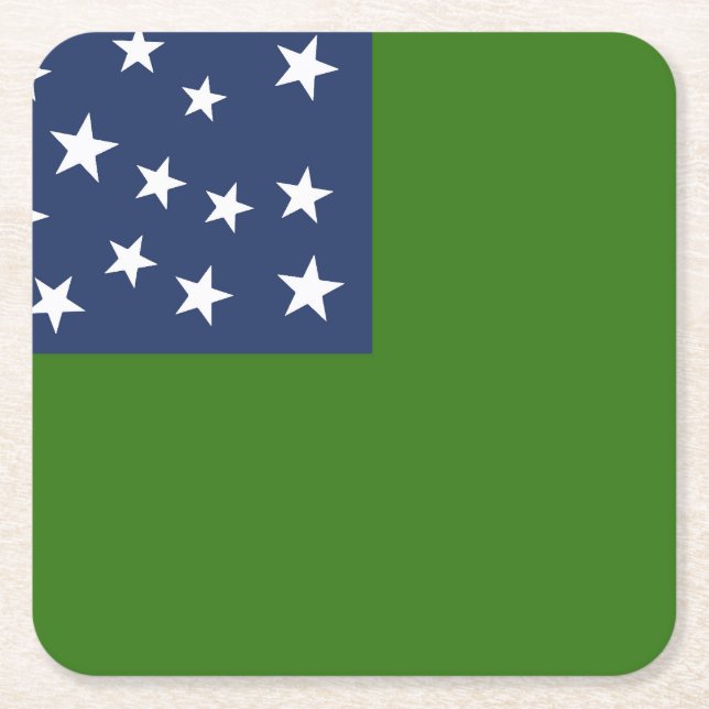 Green mountain flag USA patriotic historical ameri Square Paper Coaster (Front)