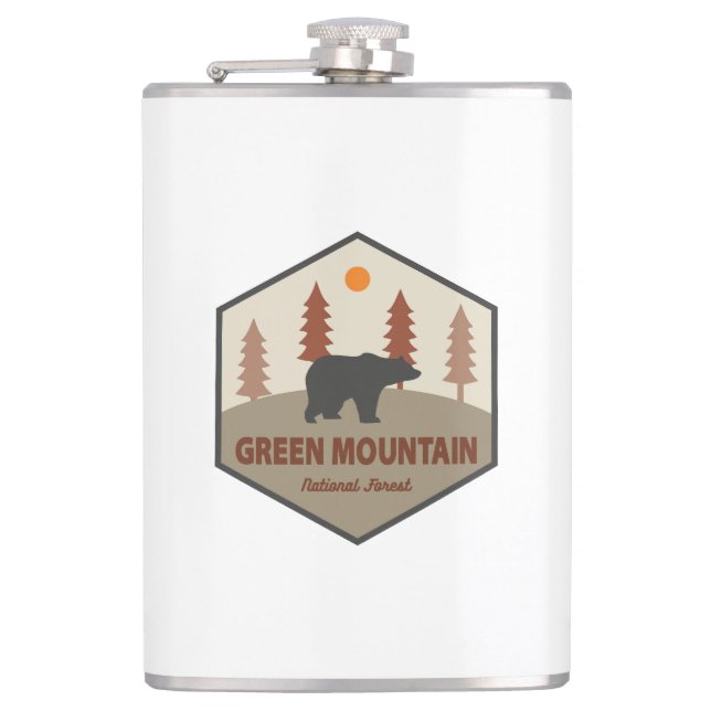 Green Mountain National Forest Bear Hip Flask (Front)