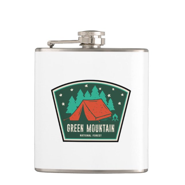 Green Mountain National Forest Camping Hip Flask (Front)