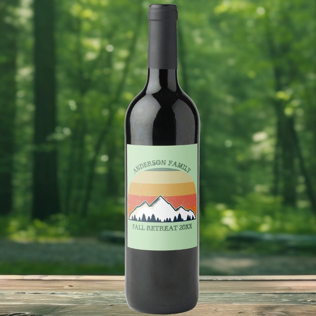 Green Mountain Sunset Forest Family Reunion Party Wine Label (Creator Uploaded)