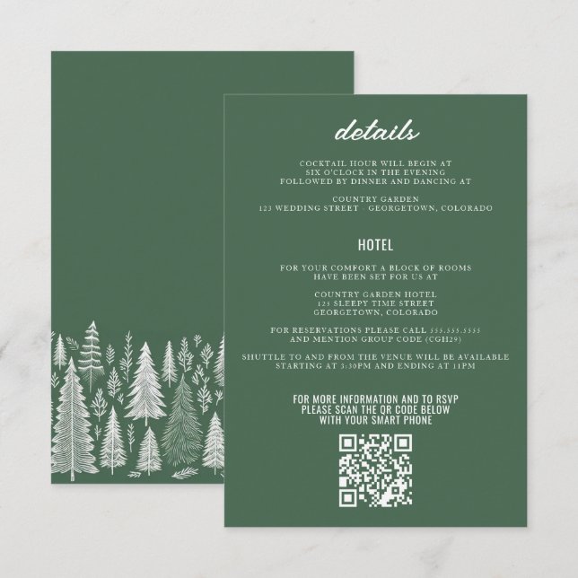 Green Mountain Wedding Enclosure Card (Front/Back)