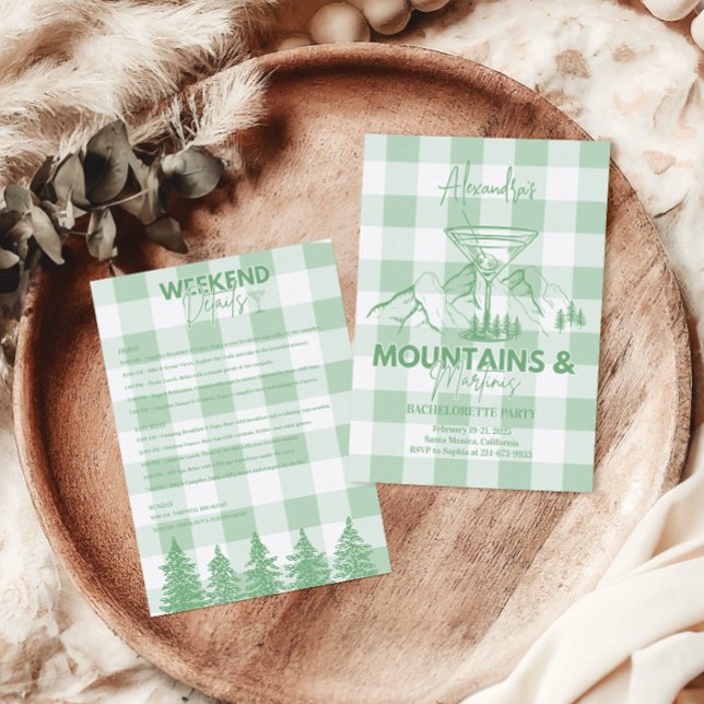 Green Mountains and Martinis Bachelorette Invitation (Creator Uploaded)