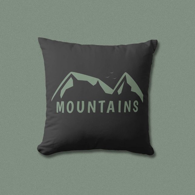 Green Mountains Black Throw Pillow (Green Mountains Black Throw Pillow)